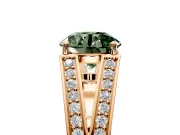 Split Shank Engagement Ring Setting for Fancy Green Round Cut Center with Pave Split Shank and Prong Head in Rose Gold