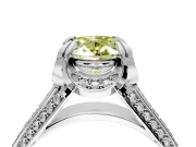 Solitaire Engagement Ring Setting for Fancy Yellow Oval Center with Accented Split Shank and Prong Head in Platinum