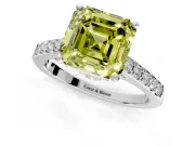 Solitaire Engagement Ring Setting for Fancy Yellow Asscher Cut Center with Crossover Accents and Prong Head in Sterling Silver