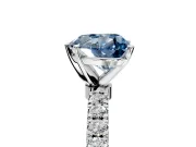 Open Basket Engagement Ring Setting for Fancy Blue Heart-Shaped Center with Pave Band and Prong Head in Sterling Silver