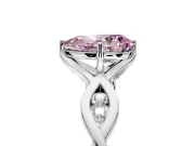Solitaire Engagement Ring Setting for Fancy Pink Pear-Shaped Center with Accented Twist Band and Leaf Prong Head in White Gold