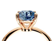 Minimalist Solitaire Engagement Ring Setting for Fancy Blue Round Cut Center with Thin Band and Prong Head in Rose Gold