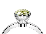 Solitaire Engagement Ring Setting for Fancy Yellow Oval Center with Plain Band and Tulip Prong Head in White Gold