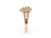 Halo Engagement Ring Setting for Fancy Yellow Heart-Shaped Center with Two-Strand Split Shank and Prong Head in Rose Gold