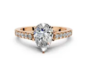 Solitaire Engagement Ring Setting for Pear-Shaped Center with Crossover Accents and Prong Head in Rose Gold