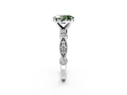 Solitaire Engagement Ring Setting for Fancy Green Oval Center with Milgrain Bezel Accents and Prong Head in Platinum