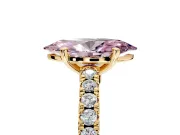 Solitaire Engagement Ring Setting for Fancy Pink Marquise Center with Single Row Accent Band and Prong Head in Yellow Gold