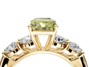 5 Stone Engagement Ring Setting for Fancy Yellow Radiant Cut Center with Graduated Accents and Prong Head in Yellow Gold
