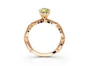 Solitaire Engagement Ring Setting for Fancy Yellow Pear-Shaped Center with Marquise Panel Band and Prong Head in Rose Gold