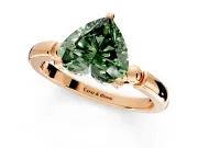 Solitaire Engagement Ring Setting for Fancy Green Heart-Shaped Center with Beaded Shoulders and Prong Head in Rose Gold