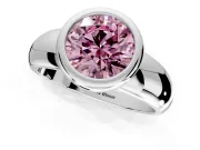 Solitaire Engagement Ring Setting for Fancy Pink Round Cut Center with Wide Band and Bezel Head in Platinum