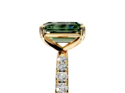 Solitaire Engagement Ring Setting for Fancy Green Emerald Cut Center with Micro Pave Band and Prong Head in Yellow Gold