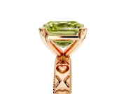 Solitaire Engagement Ring Setting for Fancy Yellow Asscher Cut Center with XO Engraved Band and Prong Head in Rose Gold