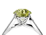 Solitaire Engagement Ring Setting for Fancy Yellow Round Cut Center with Cathedral Channel Band and Prong Head in Platinum