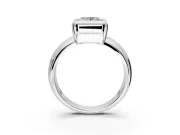 Solitaire Engagement Ring Setting for Princess Cut Center with Wide Band and Bezel Head in White Gold