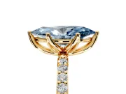 Solitaire Engagement Ring Setting for Fancy Blue Marquise Center with Fine Pave Accents and Prong Head in Yellow Gold