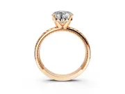 Solitaire Engagement Ring Setting for Heart-Shaped Center with Milgrain X Pattern Band and Prong Head in Rose Gold