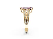 Split Shank Engagement Ring Setting for Fancy Pink Marquise Center with Pave Split Shank and Prong Head in Yellow Gold