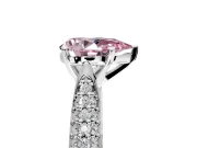 Solitaire Engagement Ring Setting for Fancy Pink Pear-Shaped Center with Multi-Row Accents and Prong Head in Platinum