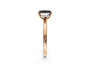 Hidden Halo Engagement Ring Setting for Fancy Black Radiant Cut Center with Thin Rounded Band and Prong Head in Rose Gold