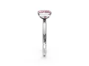 Low-Set Solitaire Engagement Ring Setting for Fancy Pink Radiant Cut Center with Thin Plain Band and Prong Head in White Gold