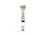 Solitaire Engagement Ring Setting for Fancy Yellow Cushion Cut Center with Princess Cut Channel Band and Prong Head in Platinum