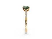 Solitaire Engagement Ring Setting for Fancy Green Cushion Cut Center with Channel Accents and Prong Head in Yellow Gold