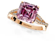 Solitaire Engagement Ring Setting for Fancy Pink Asscher Cut Center with Twisted Pave Split Shank and Prong Head in Rose Gold