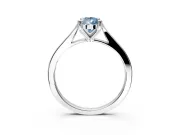 Solitaire Engagement Ring Setting for Fancy Blue Pear-Shaped Center with Tapered Shoulders and Prong Head in White Gold