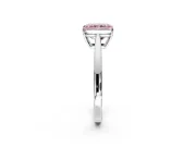 Solitaire Engagement Ring Setting for Fancy Pink Radiant Cut Center with Open Cathedral Shoulders and Prong Head in Platinum