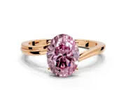 Solitaire Engagement Ring Setting for Fancy Pink Oval Center with Plain Bypass Twist Band and Prong Head in Rose Gold