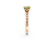 Solitaire Engagement Ring Setting for Fancy Yellow Cushion Cut Center with Bezel-Dot Beaded Band and Prong Head in Rose Gold