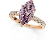 Solitaire Engagement Ring Setting for Fancy Pink Marquise Center with Shared-Prong Accents and Prong Head in Rose Gold