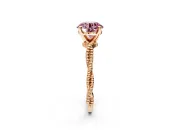Solitaire Engagement Ring Setting for Fancy Pink Round Cut Center with Twist Band and Bead Prong Head in Rose Gold