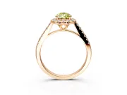 Halo Engagement Ring Setting for Fancy Yellow Pear-Shaped Center with Raised Halo, Pave Band and Prong Head in Rose Gold