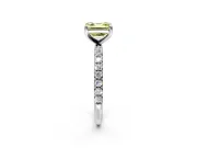Solitaire Engagement Ring Setting for Fancy Yellow Asscher Cut Center with Micro Pave Band and Prong Head in Platinum