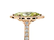 Halo Engagement Ring Setting for Fancy Yellow Marquise Center with Pave Accents, Heart Basket and Prong Head in Rose Gold