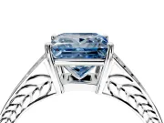 Split Shank Engagement Ring Setting for Fancy Blue Princess Cut Center with Pave Split Shank and Prong Head in Platinum