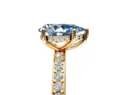 Solitaire Engagement Ring Setting for Fancy Blue Pear-Shaped Center with Fine Pave Band and Prong Head in Yellow Gold