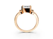 Solitaire Engagement Ring Setting for Asscher Cut Center with Twisted Band and Scroll Prong Head in Rose Gold