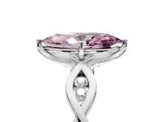 Solitaire Engagement Ring Setting for Fancy Pink Marquise Center with Accented Twist Band and Leaf Prong Head in Platinum