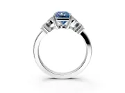 Floral Engagement Ring Setting for Fancy Blue Radiant Cut Center with Marquise Cluster Shoulders and Prong Head in Sterling Silver