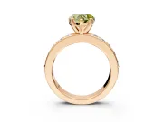 Solitaire Engagement Ring Setting for Fancy Yellow Heart-Shaped Center with Channel-Set Accents and Prong Head in Rose Gold