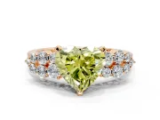 Cluster Engagement Ring Setting for Fancy Yellow Heart-Shaped Center with 2-Row Shoulder Clusters and Prong Head in Rose Gold