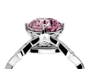Solitaire Engagement Ring Setting for Fancy Pink Round Cut Center with Accented Twist Band and Leaf Prong Head in Sterling Silver