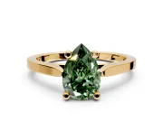 Solitaire Engagement Ring Setting for Fancy Green Pear-Shaped Center with Tapered Shoulders and Prong Head in Yellow Gold
