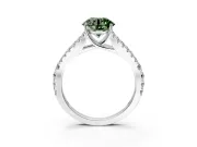 Solitaire Engagement Ring Setting for Fancy Green Round Cut Center with Pave Split Shank and Prong Head in Platinum