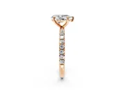 Solitaire Engagement Ring Setting for Pear-Shaped Center with Micro Pave Band and Prong Head in Rose Gold