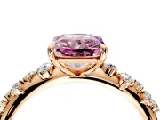 Cluster Engagement Ring Setting for Fancy Pink Radiant Cut Center with Round Cut Accent Band and Prong Head in Rose Gold