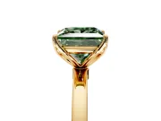 Solitaire Engagement Ring Setting for Fancy Green Princess Cut Center with Thin Rounded Plain Band and Prong Head in Yellow Gold